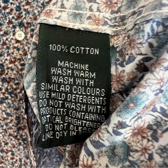 Rodd & Gunn Floral Button Front Long Sleeve Shirt Blue Brown XXL Spring Preppy - Picture 5 of 5